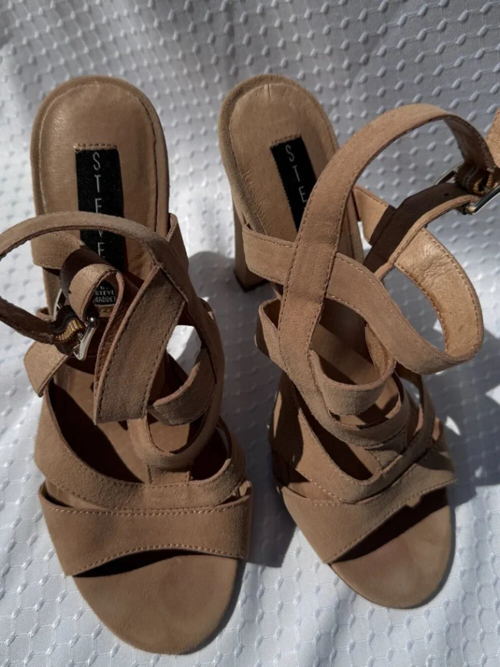 Steve Madden Steven Womens‎ Cassndra Strappy Sandal Shoes, US 8M, Tan